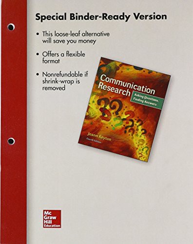 Cover for Loose Leaf for Communication Research with Connect Access Card
