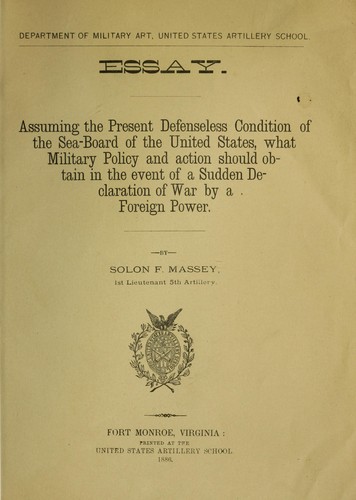 Cover for Assuming the present defenseless condition of the sea-board of the United States