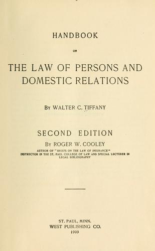 Cover for Handbook on the law of persons and domestic relations