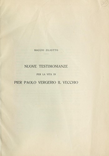 Cover for Nuove testimonianze per la vita di Pier Paolo Vergerio il Vecchio