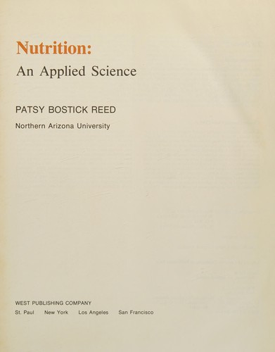 Cover for Nutrition, an applied science