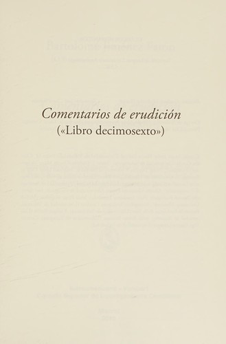 Cover for Comentarios de erudición