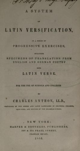 Cover for A system of Latin versification