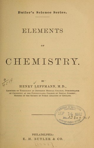 Cover for Elements of chemistry