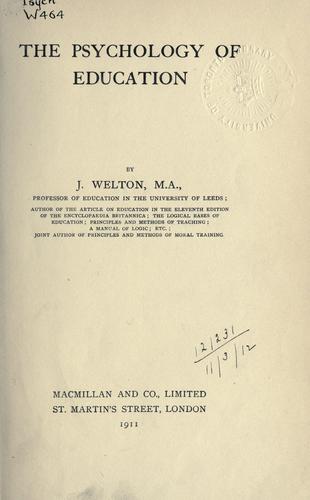Cover for The psychology of education.