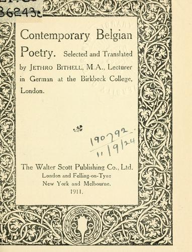 Cover for Contemporary Belgian poetry.