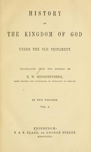 Cover for History of the kingdom of God under the Old Testament