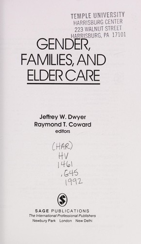 Cover for Gender, families, and elder care
