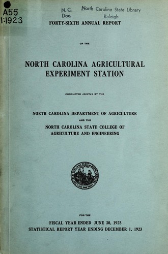 Cover for Annual report of the North Carolina Agricultural Experiment Station