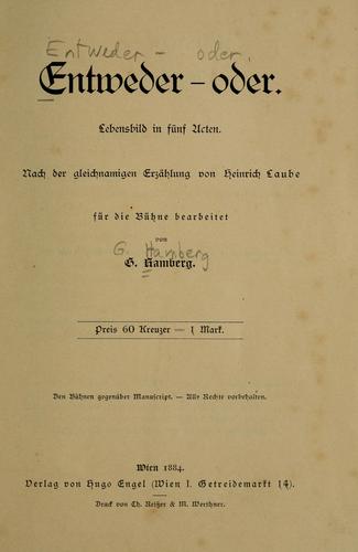 Cover for Entweder-oder