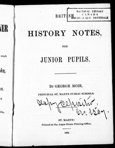 Cover for British history notes for junior pupils