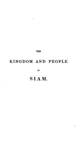 Cover for The kingdom and people of Siam