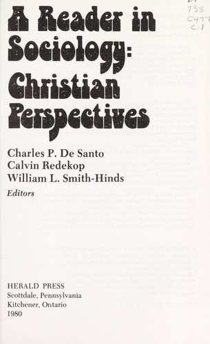 Cover for A Reader in sociology