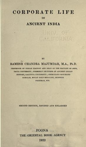 Cover for Corporate life in ancient India