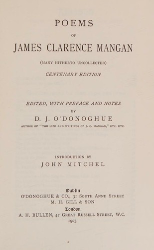 Cover for Poems of James Clarence Mangan