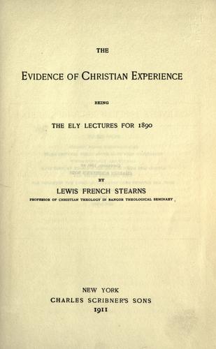 Cover for evidence of Christian experience