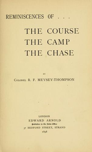 Cover for Reminiscences of ... the course, the camp, the chase