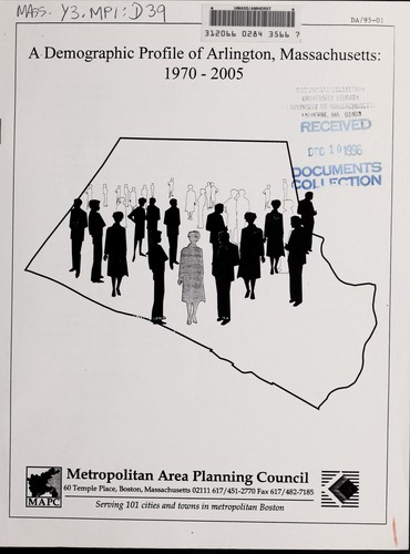 Cover for A demographic profile of Arlington, Massachusetts