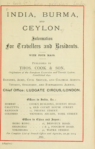 Cover for India, Burma, and Ceylon.