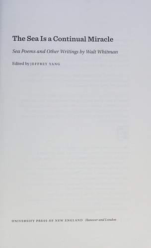 Cover for Sea Is a Continual Miracle