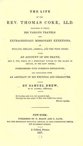Cover for The life of the Rev. Thomas Coke, LL.D.