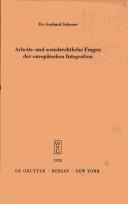 Cover for Arbeits-und sozialrechtliche Fragen der europäischen Integration