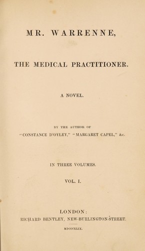 Cover for Mr. Warrenne, the medical practitioner. A novel