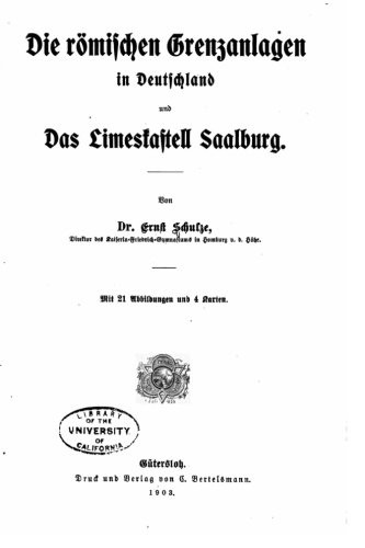 Cover for Die römischen Grenzanlagen in Deutschland und das Limeskastell Saalburg