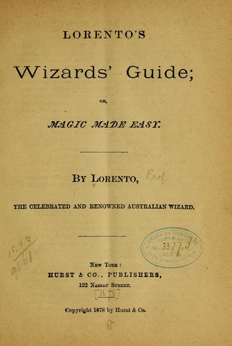 Cover for Lorento's wizards' guide, or, Magic made easy