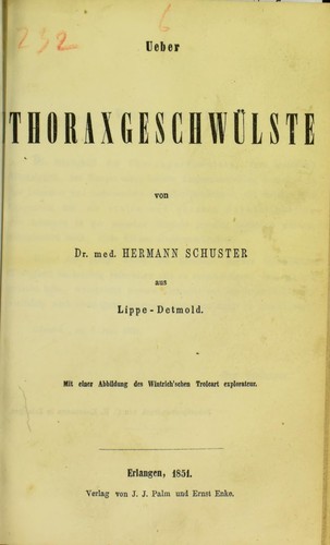 Cover for Ueber Thoraxgeschw©ơlste