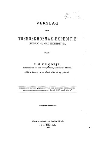 Cover for Verslag der Toemoekhoemakexpeditie