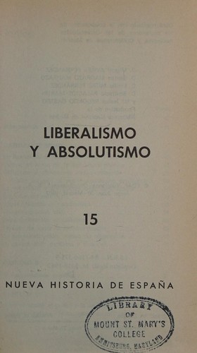 Cover for Liberalismo y absolutismo