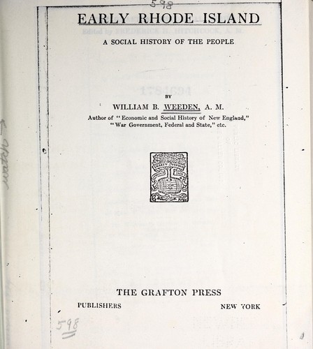 Cover for Early Rhode Island