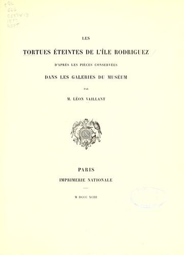 Cover for Les tortues éteintes de l'Île Rodriguez