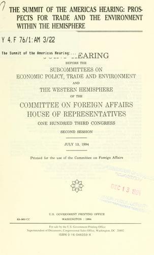 Cover for The summit of the Americas hearing