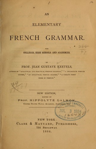 Cover for An elementary French grammar ...