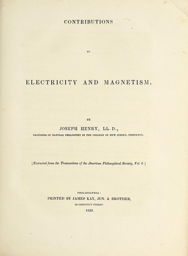 Cover for Contributions to electricity and magnetism