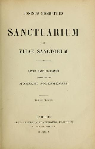 Cover for Sanctuarium seu Vitae sanctorum