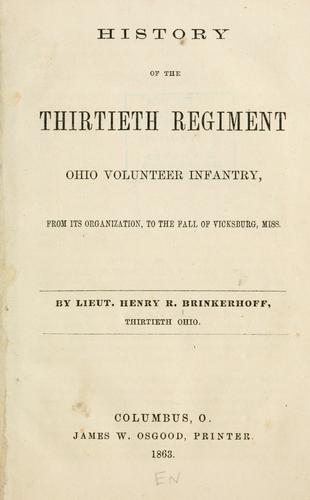 Cover for History of the Thirtieth Regiment Ohio Volunteer Infantry