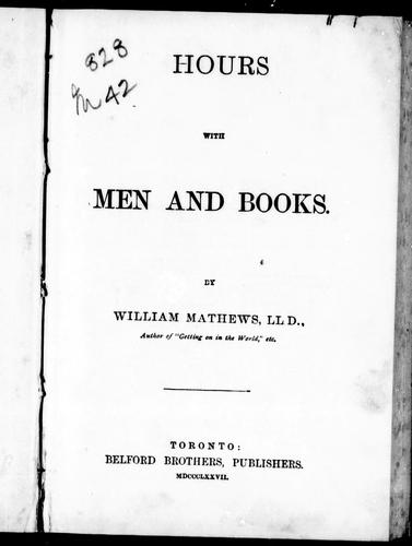 Cover for Hours with men and books