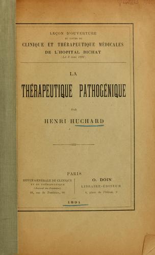 Cover for La thérapeutique pathogénique