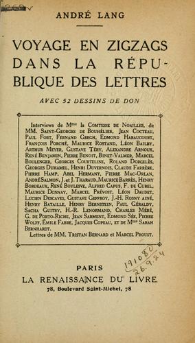 Cover for Voyage en zigzags dans la république des lettres.