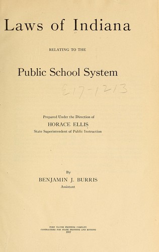 Cover for Laws of Indiana relating to the public school system