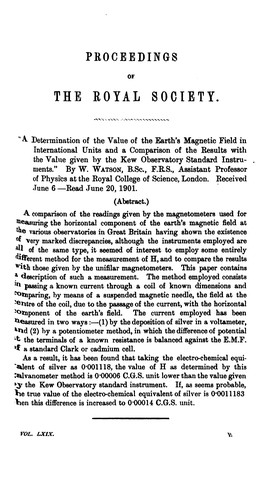 Cover for Proceedings of the Royal Society of London