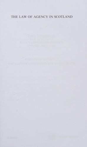 Cover for The law of agency in Scotland