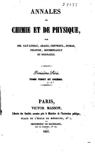 Cover for Annales de chimie et de physique