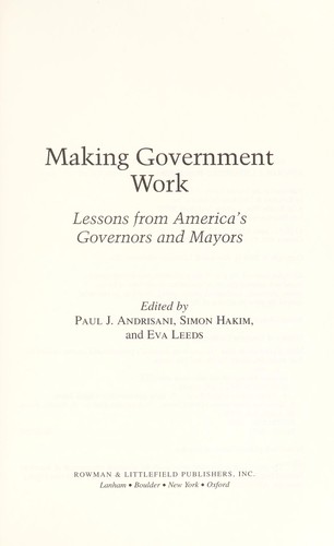 Cover for Making government work
