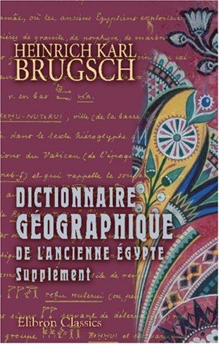 Cover for Dictionnaire géographique de l'ancienne égypte: Supplément