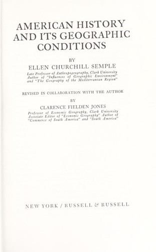 Cover for American history and its geographic conditions.