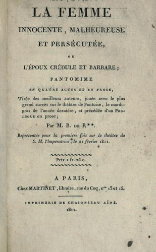 Cover for La femme innocente, malheureuse et persécutée